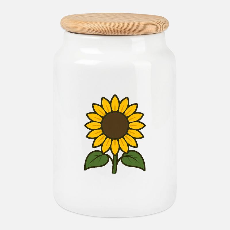 Sonnenblume - Keksdose mit Holzdeckel - Weiß