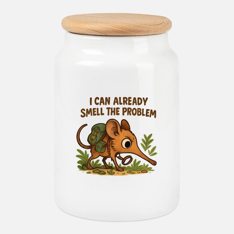 Rüsselhündchen - smell the problem funny animal - Keksdose mit Holzdeckel - Weiß