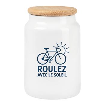 Summer cycling - Cookie Jar with Wooden Lid - white - Front