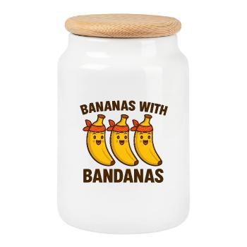 Bananas with bandanas - Cookie Jar with Wooden Lid - white - Front