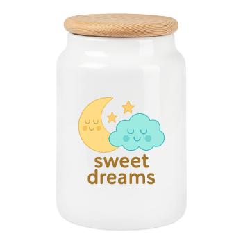 Conception d’oreiller céleste de nuit - Boîte à biscuits avec couvercle en bois - blanc - Devant