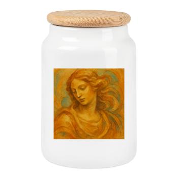 Portrait doré de la Renaissance - Boîte à biscuits avec couvercle en bois - blanc - Devant