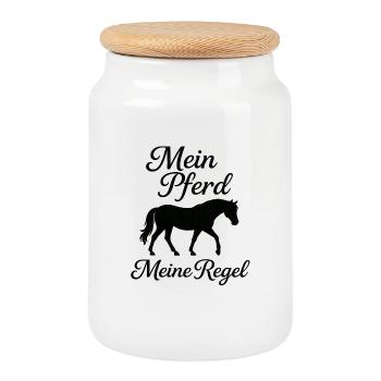 My Horse My Period - Cookie Jar with Wooden Lid - white - Front