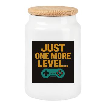 Gaming Motivation Saying with Controller - Cookie Jar with Wooden Lid - white - Front