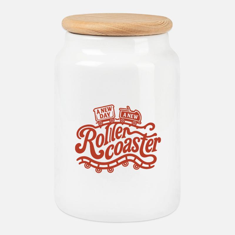 Montagnes russes - Boîte à biscuits avec couvercle en bois - blanc