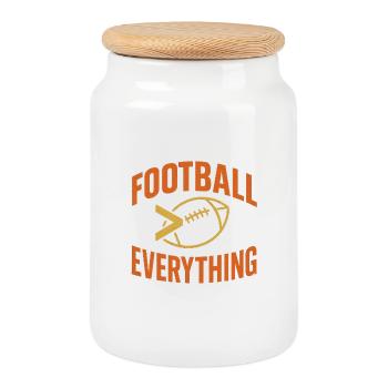 Football Everything - Retro Design - Keksdose mit Holzdeckel - Weiß - Vorne