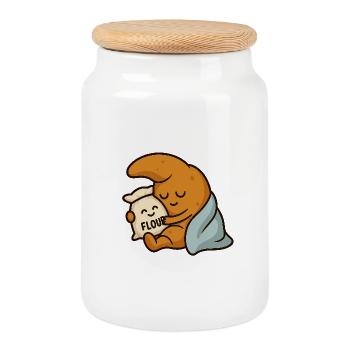 Sleep croissants - Cookie Jar with Wooden Lid - white - Front