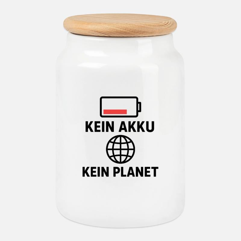 Umweltbewusstes Statement T-Shirt - Keksdose mit Holzdeckel - Weiß