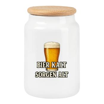 Conception de citation de bière fraîche - Boîte à biscuits avec couvercle en bois - blanc - Devant