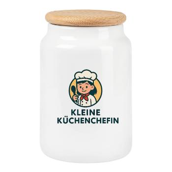 Conception de logo Little Chef - Boîte à biscuits avec couvercle en bois - blanc - Devant