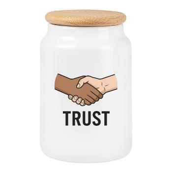 Conception du symbole de poignée de main équitable - Boîte à biscuits avec couvercle en bois - blanc - Devant
