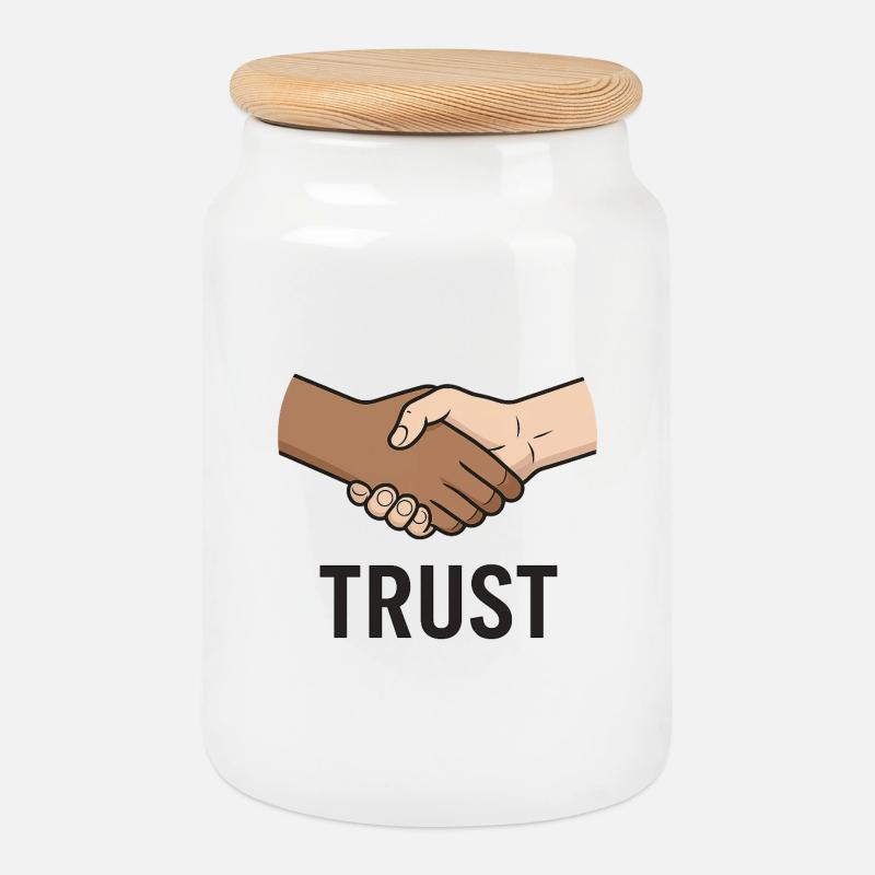 Faires Handshake-Symbol-Design - Keksdose mit Holzdeckel - Weiß