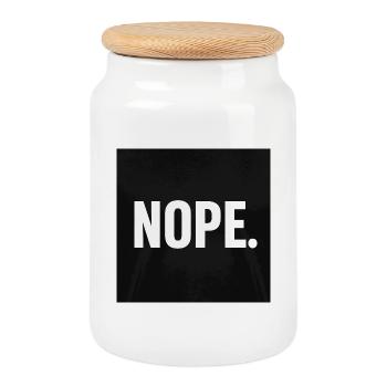 Design minimaliste NOPE Statement - Boîte à biscuits avec couvercle en bois - blanc - Devant