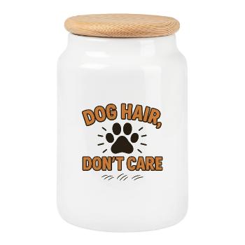 Poils de chien, je m’en fiche - Boîte à biscuits avec couvercle en bois - blanc - Devant
