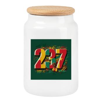 Festive Year Numbers in Bright Colours - Cookie Jar with Wooden Lid - white - Front