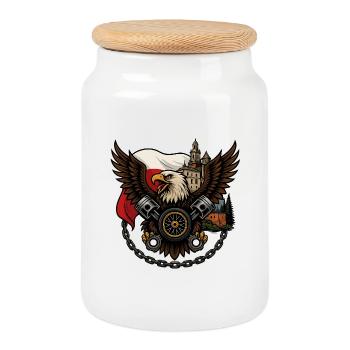 Eagle Rider – Road Freedom Spirit - Boîte à biscuits avec couvercle en bois - blanc - Devant