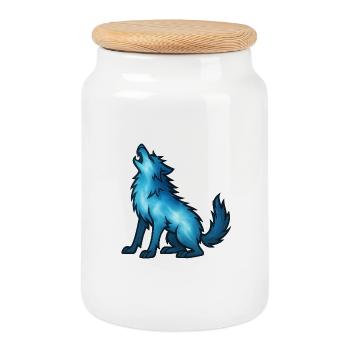 Animal de l’âme et être gardien : Loup-garou - Boîte à biscuits avec couvercle en bois - blanc - Devant