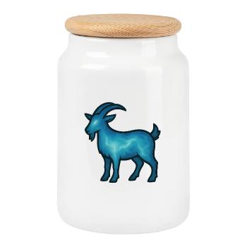 Âme Animal et Être Gardien : Chèvre - Boîte à biscuits avec couvercle en bois - blanc - Devant