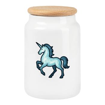 Âme Animal et Être Gardien : Licorne - Boîte à biscuits avec couvercle en bois - blanc - Devant