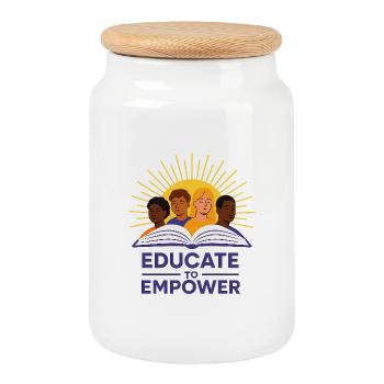 Sunlit Diversity Educational Illustration - Cookie Jar with Wooden Lid - white - Front
