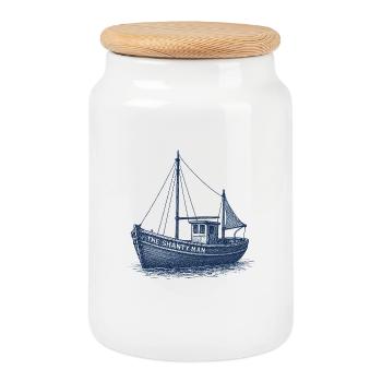 The Shanty Man Nautical Boat Design - Cookie Jar with Wooden Lid - white - Front