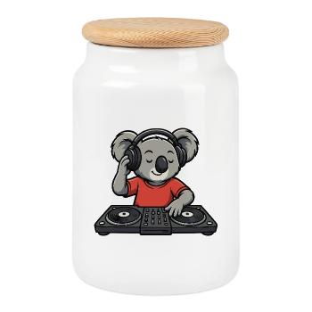 Koala DJ - Keksdose mit Holzdeckel - Weiß - Vorne