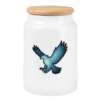 Âme Animal et Être Gardien : Aigle - Boîte à biscuits avec couvercle en bois - blanc - Devant