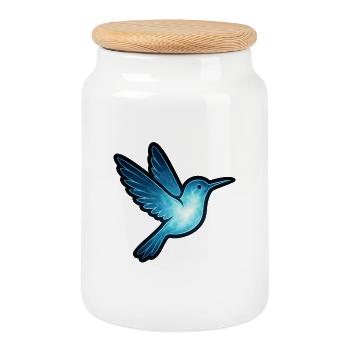 Animal de l’âme et être gardien : Colibri - Boîte à biscuits avec couvercle en bois - blanc - Devant