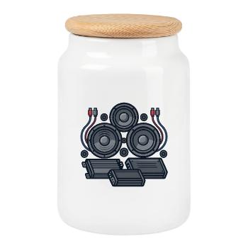 Conception de la technologie du son - Boîte à biscuits avec couvercle en bois - blanc - Devant