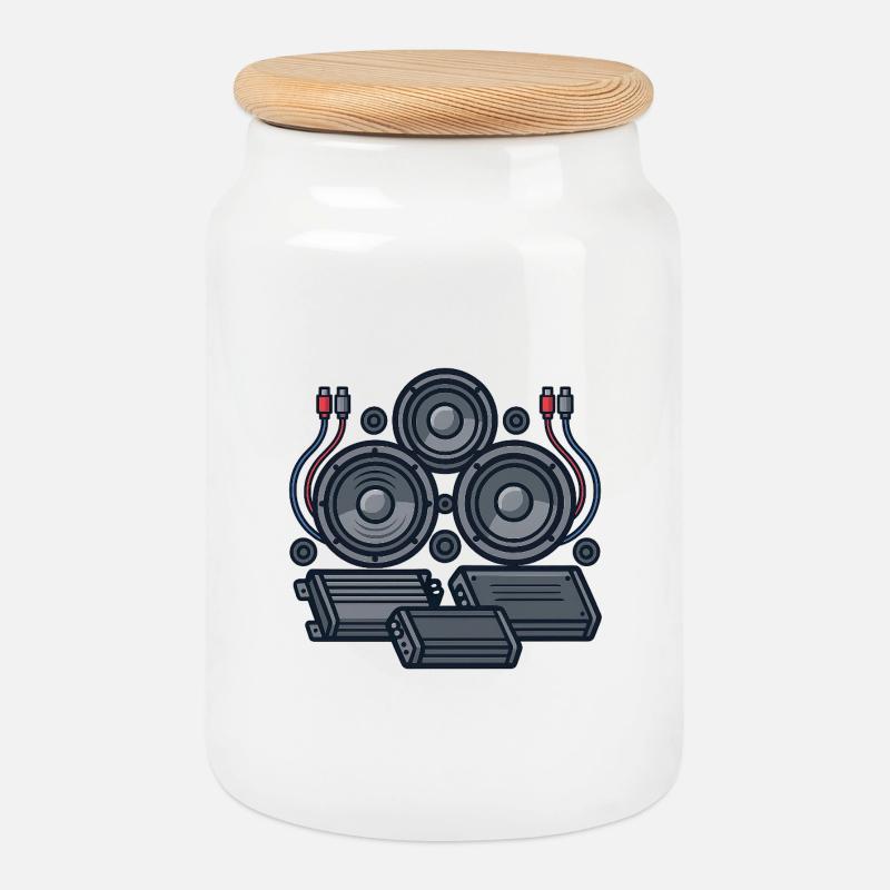 Sound Technology Design - Cookie Jar with Wooden Lid - white