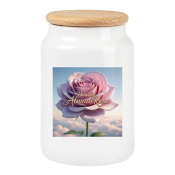 Paraiso_almadeRosa - Cookie Jar with Wooden Lid - white - Front