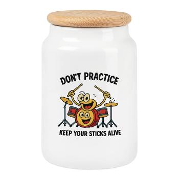 Motivational Music Drummer Design - Cookie Jar with Wooden Lid - white - Front