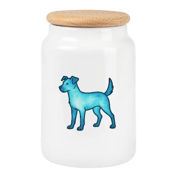 Animal de l’âme et être gardien : Terrier - Boîte à biscuits avec couvercle en bois - blanc - Devant