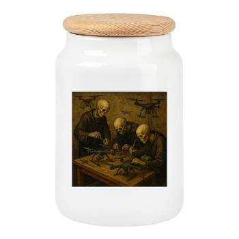 Atelier drone de la mort - Boîte à biscuits avec couvercle en bois - blanc - Devant