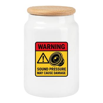 Audio Playback Warning - Cookie Jar with Wooden Lid - white - Front