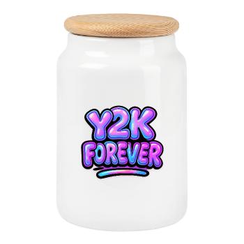 Y2K Forever Neon Design - Keksdose mit Holzdeckel - Weiß - Vorne