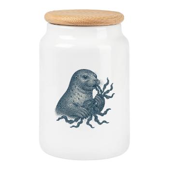 Loutre de mer mystique avec plante à tentacules - Boîte à biscuits avec couvercle en bois - blanc - Devant