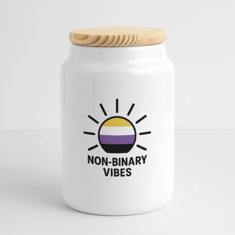 Non-Binary Vibes Sun Logo Cookie Jar with Wooden Lid