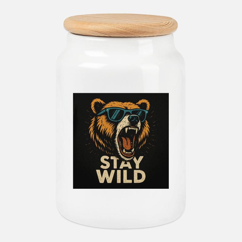 Stay Wild - Keksdose mit Holzdeckel - Weiß