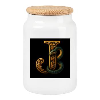 J – Magisches Ornament mit Basilisk - Keksdose mit Holzdeckel - Weiß - Vorne