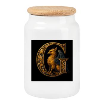 G – Magisches Ornament mit Greif - Keksdose mit Holzdeckel - Weiß - Vorne
