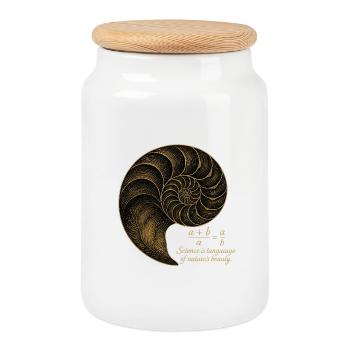 Nombre d’or de Fibonacci - Boîte à biscuits avec couvercle en bois - blanc - Devant