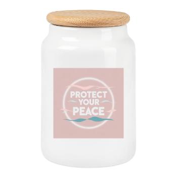 Peace protection - Cookie Jar with Wooden Lid - white - Front