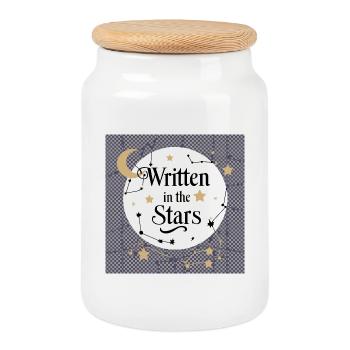 Writing in the Stars - Cookie Jar with Wooden Lid - white - Front