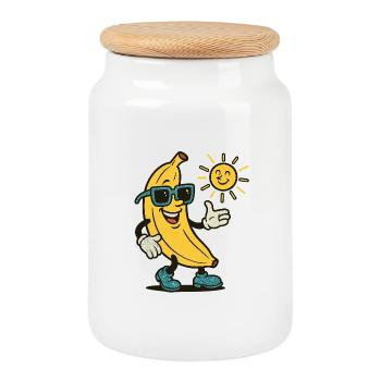 BANANA Walker - Cookie Jar with Wooden Lid - white - Front