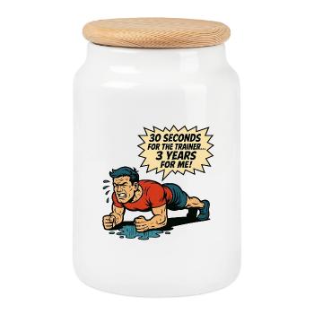 Bande dessinée drôle de gymnastique rétro - Lutte de planche - Boîte à biscuits avec couvercle en bois - blanc - Devant