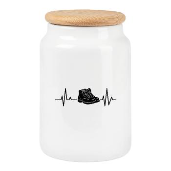 Battement de cœur de l’aventure - Boîte à biscuits avec couvercle en bois - blanc - Devant