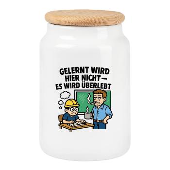 Professeur Élève Dicton Drôle Ironie Humour Drôle - Boîte à biscuits avec couvercle en bois - blanc - Devant