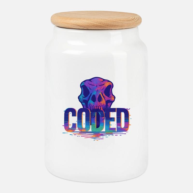 Coded_Dinoarmy - Keksdose mit Holzdeckel - Weiß