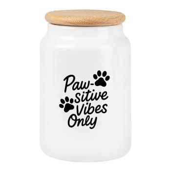 Paw sitive - Cookie Jar with Wooden Lid - white - Front